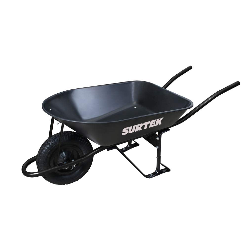 Surtek CAT55X Carretilla reforzada con bastidor metálico 5.5 Ft3 llanta imponchable de poliuretano