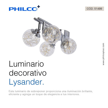 Philco Luminario decorativo Lysander. Potencia 16W, con iluminación brillante, temperatura de color 4,000K con una iluminación cálida y acogedora para interioes. Hasta 35,000 horas de vida útil
