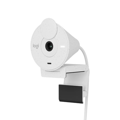 Logitech Brio 300 – Cámara Web HD 1080p con Micrófono y Obturador de Privacidad - Blanco