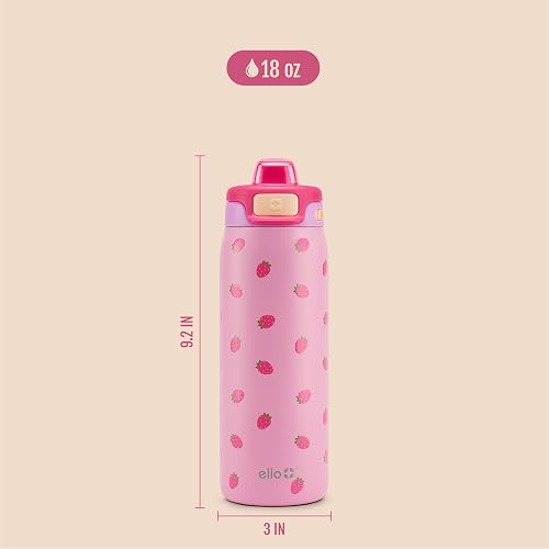 Ello Kids Pop & Fill - Botella de agua de acero inoxidable de 18 onzas con tecnología de llenado rápido, aislamiento al aspiradora de doble pared, tapa de bloqueo a prueba de fugas, para beber y chug