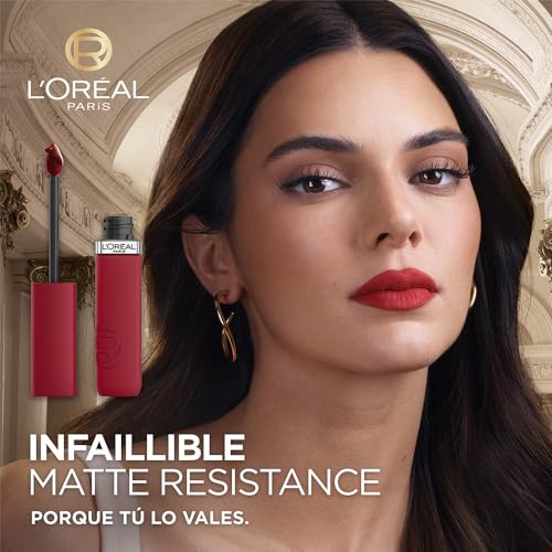 L’Oréal Paris Infaillible Le Matte Resistance Labial Líquido de Larga Duración por 16H, a Prueba de Agua, Color Intenso, con Ácido Hialurónico, Tono True Love