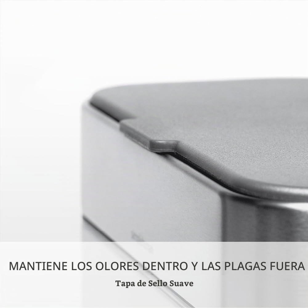 Organizador para abono simplehuman de 4 litros con contenedor Desmontable y para encimera, de Acero Inoxidable Cepillado.
