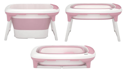 D´BEBÉ - Bañera Bubbles - Bañera Antideslizante Plegable - Bañera con 2 niveles de llenado - Para Bebés Recién Nacidos hasta los 6 Años de Edad - Color Rosa