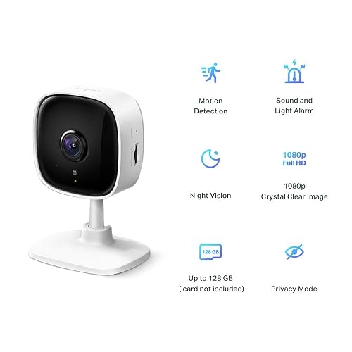 Tapo TP-Link TC60 Cámara Wi-Fi de Seguridad Interior para el Hogar,1080P, Control Remoto de Aplicaciones, Funciona con Alexa