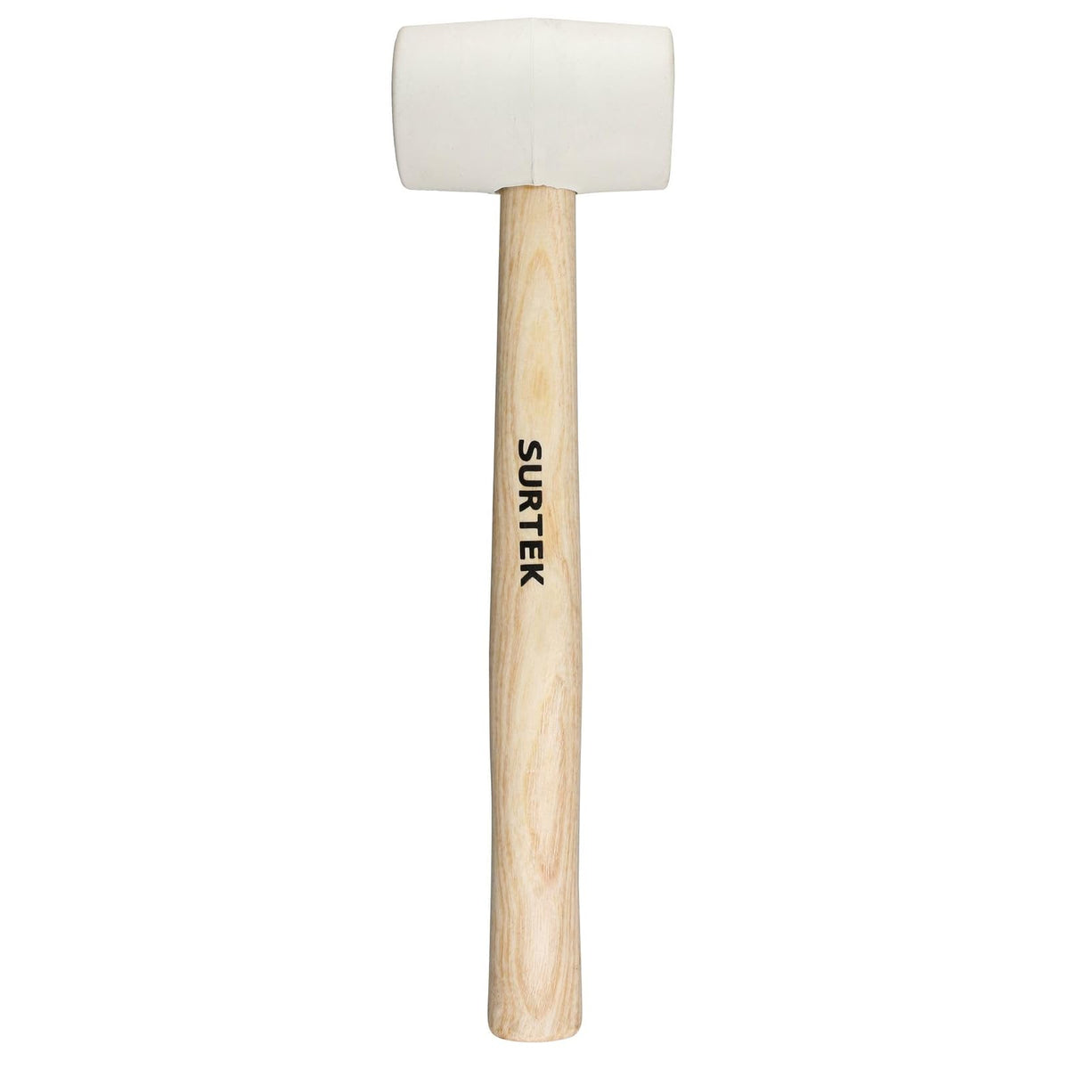 Surtek 608B Mazo con cabeza de hule blanco con mango de madera de 12", 8 oz