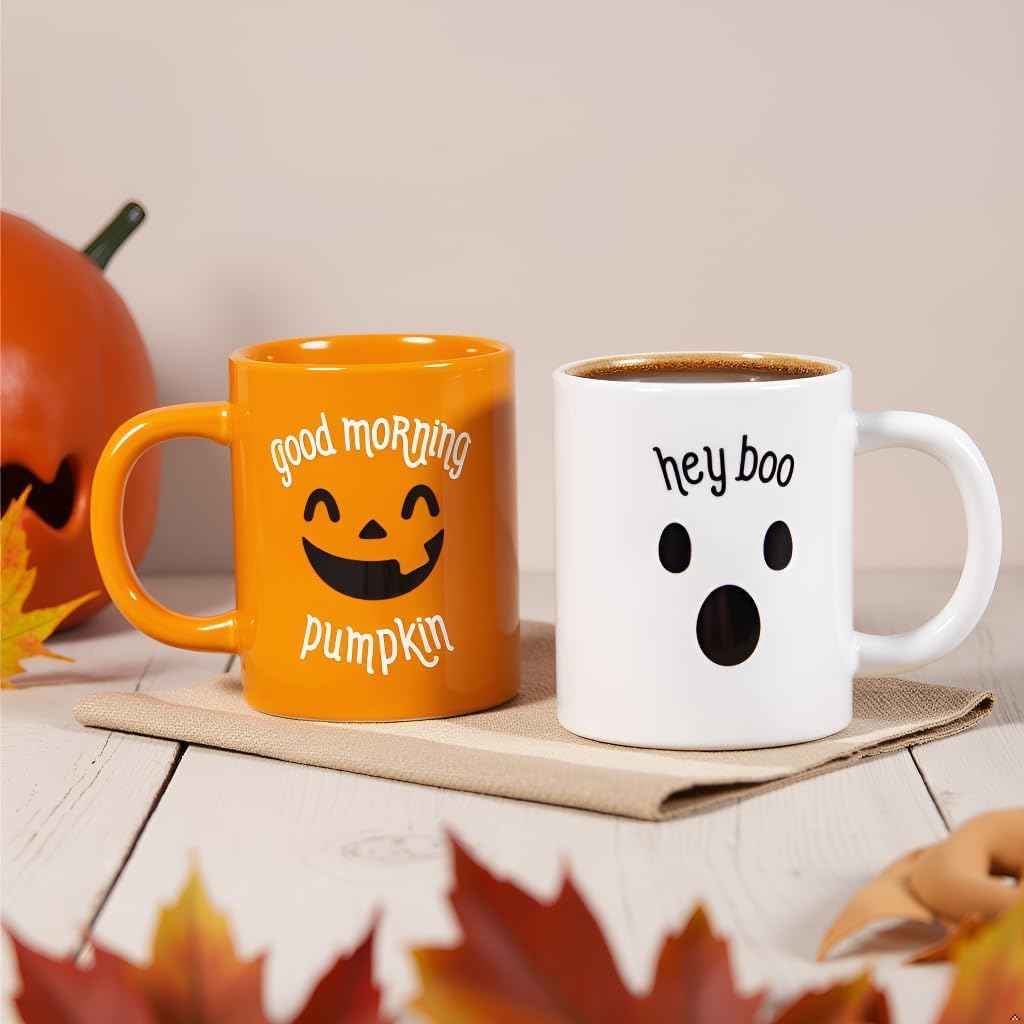 Pearhead Happy Fall Y'all - Taza de café de otoño, accesorios Home Dećor, naranja, 15 onzas, decoraciones de cocina de otoño, taza de té o café de día festivo