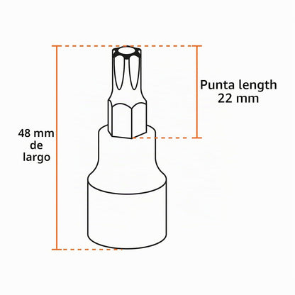 Truper JPT-3/8X7T, Juego de 7 dados punta torx, cuadro 3/8"