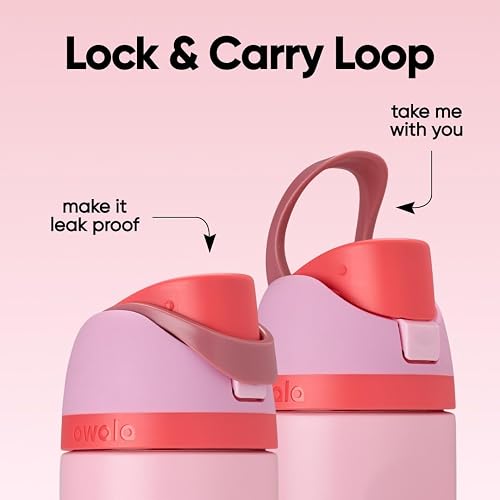 Owala FreeSip Botella de agua de acero inoxidable con aislamiento y popote, para deportes y viajes, botella de agua deportiva sin BPA, 946 ml (32 onzas), color rosa (angel food cake)
