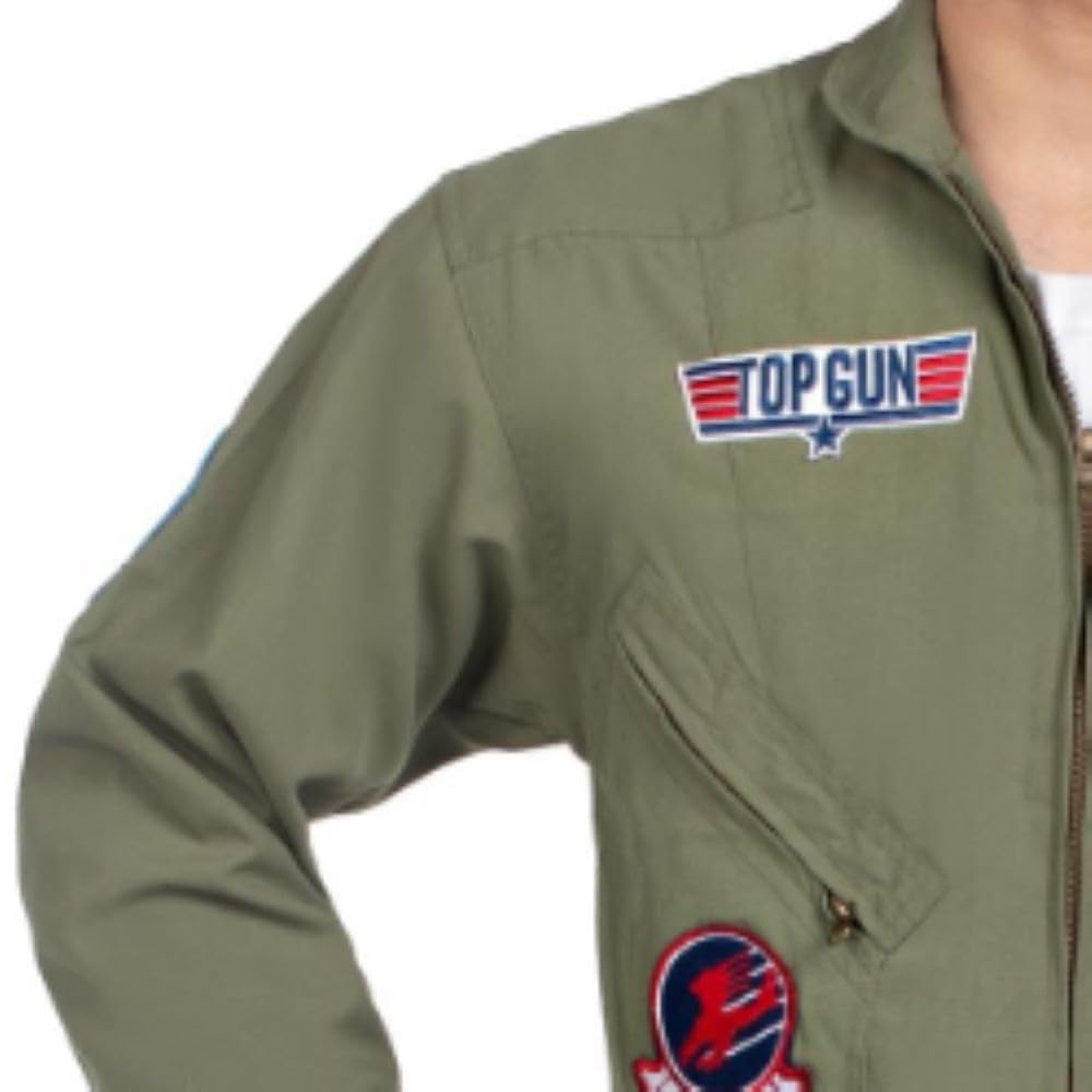 Leg Avenue Men's Top Gun Flight Suit Costume, Khaki/Green, X-Large