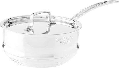 Cuisinart MCP22-24N MultiClad Pro - Sartén abierto de acero inoxidable, Limpiador de vapor de acero inoxidable con cubierta, Acero inoxidable, Fits 2,3 and 4-Quart Pans, 1
