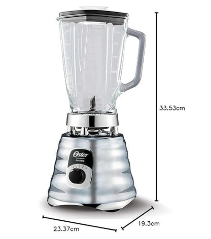 Oster Licuadora Clásica Cromada, con Perilla Ergonómica, de 3 Velocidades, Color Cromo, BLST4655-013