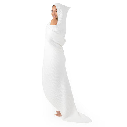 Comfy Cubs Toalla con Capucha para Bebé, Grande, 81 × 81 cm, Paquete de 1 | Azul Pacífico - 6 Capas Algodón Muselina 100% – Suave y Absorbente para Bebés, Niños y Niñas para la Hora del Baño - Blanco - Paquete de 1 – Adulto