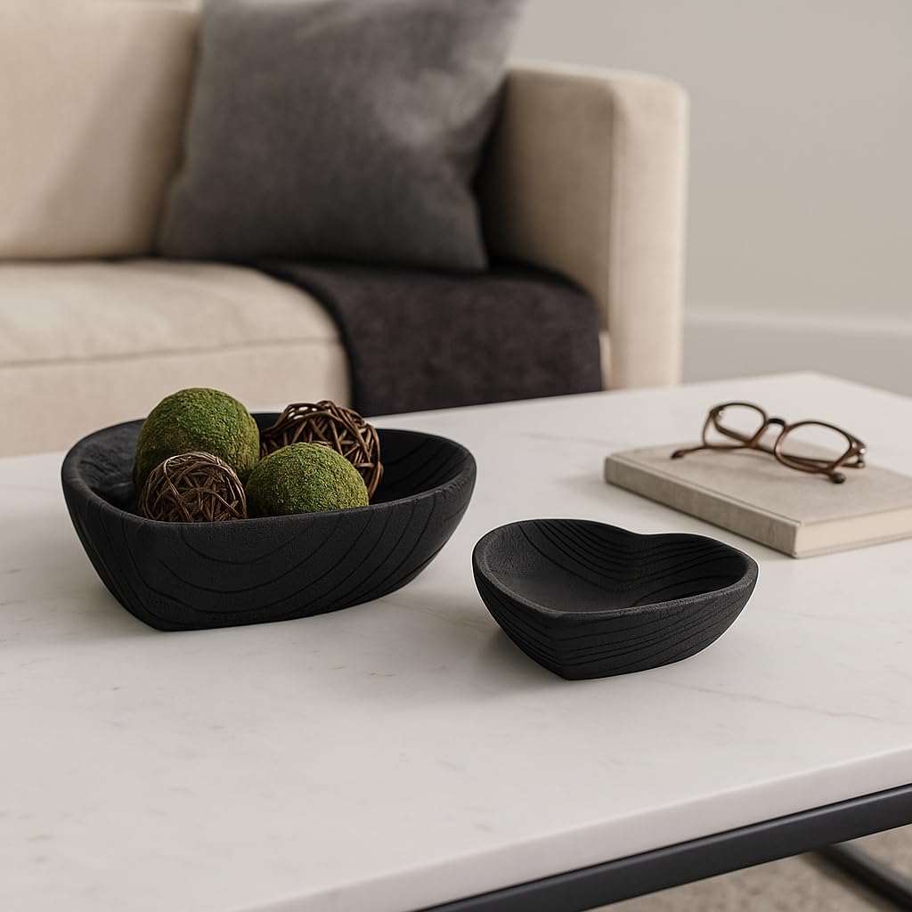 Sagebrook Home Decoración Irregular de Paulownia con Corazones de Madera para decoración de Interiores, 3 Pulgadas de Alto, Color Negro, 2 Juegos