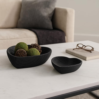 Sagebrook Home Decoración Irregular de Paulownia con Corazones de Madera para decoración de Interiores, 3 Pulgadas de Alto, Color Negro, 2 Juegos