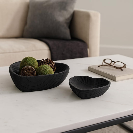 Sagebrook Home Decoración Irregular de Paulownia con Corazones de Madera para decoración de Interiores, 3 Pulgadas de Alto, Color Negro, 2 Juegos