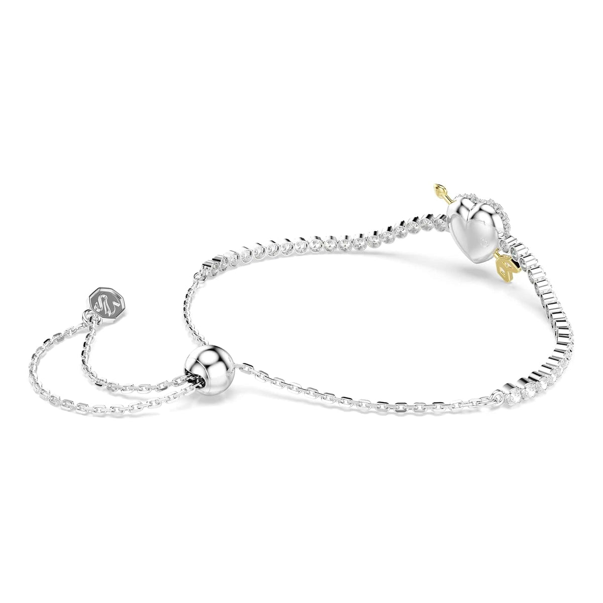 Pulsera Swarovski Idyllia, Corazón con flecha, Blanco, Baño de Rodio