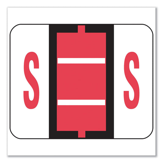 Smead BCCR Etiqueta alfabética codificada por colores, S, rollo de etiquetas, rojo claro, 500 etiquetas por rollo, (67089)