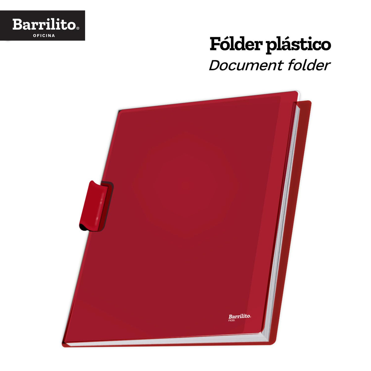 Barrilito Fólder Plástico Carta con Clip, 24 pzas.