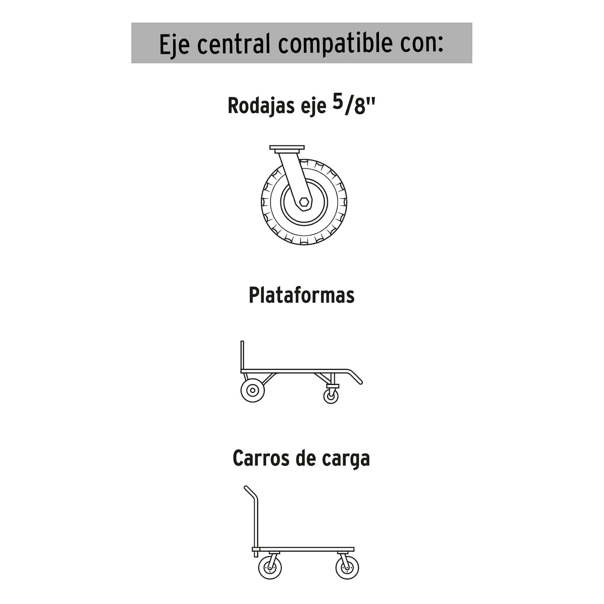 Truper LLX-8C, Rueda imponchable para eje central, 8"