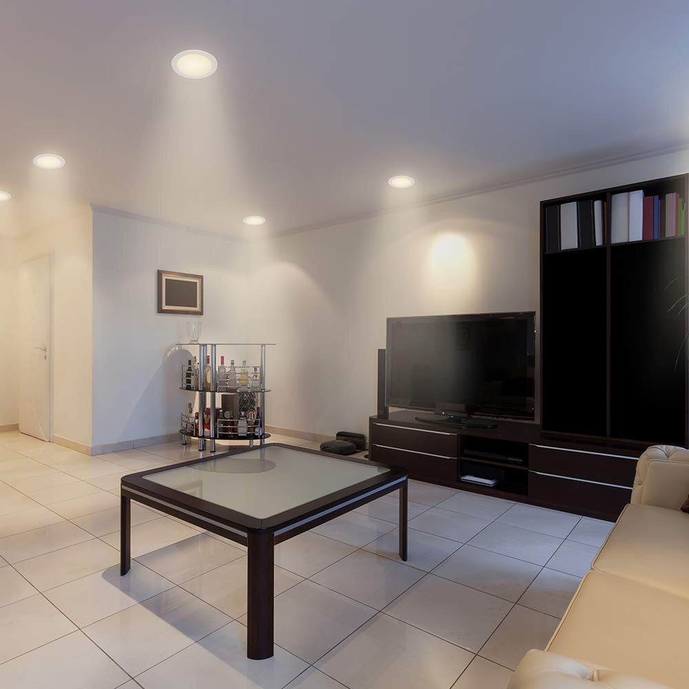 Construlita Lámpara LED Empotrar en Techo Luz Blanca Cálida, color Blanco RE1058BBCB