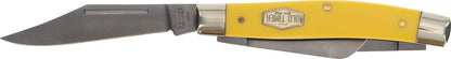 Old Timer 8OTY Yellow Senior 6.9in S.S. Traditional Pocket Knife with 3in Clip Point, Sheepsfoot, Spey Blade and Sawcut Handle for Hunting, Camping and EDC, Multicolor