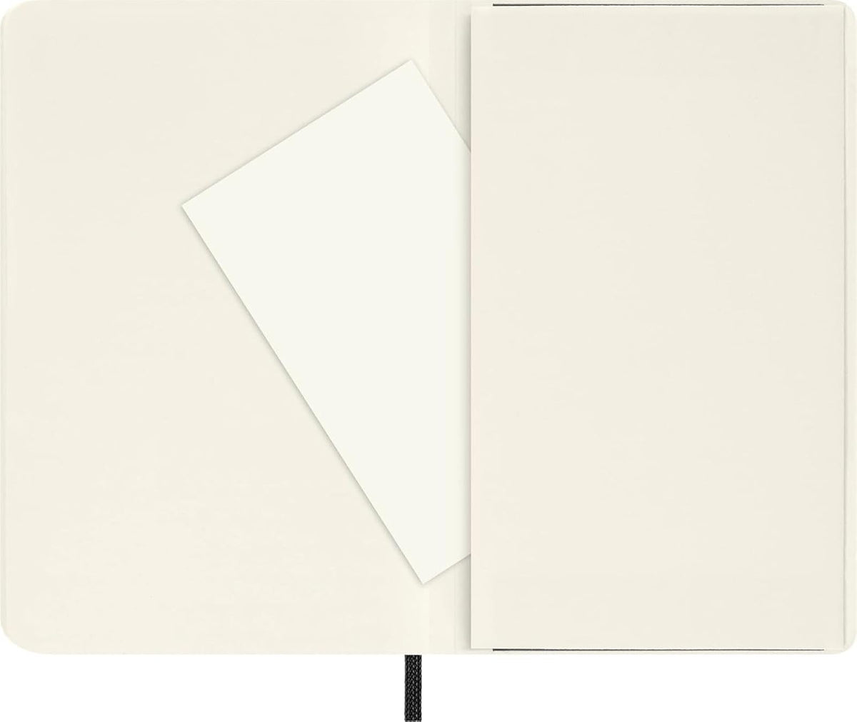 Moleskine Suave tamaño de bolsillo, cuaderno llano: en blanco. Con bolsillo plegable para notas. Cierre de banda elástica