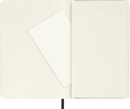 Moleskine Suave tamaño de bolsillo, cuaderno llano: en blanco. Con bolsillo plegable para notas. Cierre de banda elástica