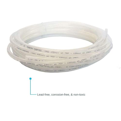 John Guest - Tubo LLDPE de 1/4 pulgadas x 25 pies, tubo de agua flexible para fontanería, natural, PE-08-BI-025F-N