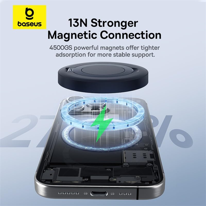 Baseus Cargador Inalámbrico Magsafe, Cargador Magnético de 15 W, Compatible con Función Magsafe, Carga Rápida 15W para iPhone 15/14/13/12 Series Cargadores por Inducción (Negro)