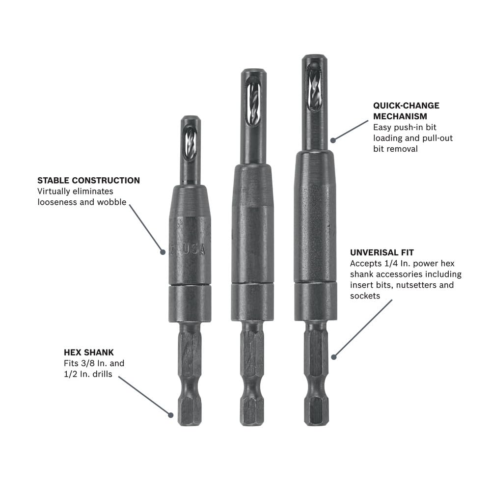 Bosch - Surtido de brocas autocentrantes Clic-Change CC2430 de 3 piezas