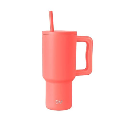 Simple Modern Vaso Térmico con Asa y Popote | Botella de Agua Acero Inoxidable Aislado | Vaso de viaje para café helado | Trek Colección | 890ml | Honolulu