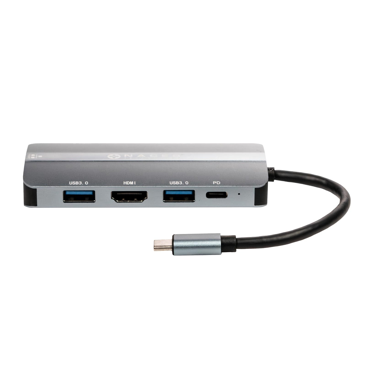 NACEB Technology - Hub USB-C 8 En 1 para Laptop - HDMI 4K RJ45 Ethernet 3 USB 3.0 Lector SD TF Carga PD 100W - NA-0129 Gris