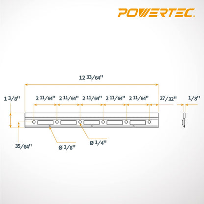 POWERTEC 71382 - Placa de bloqueo de cuchillo para cepilladora de 12-1/2 pulgadas, 2 unidades