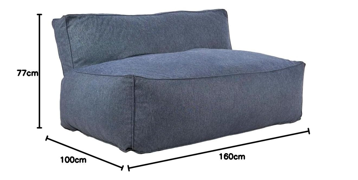 Sochic Sofá Puff de 2 Plazas Tapizado en Tela Resistente Azul Marino con Relleno de Microperlas