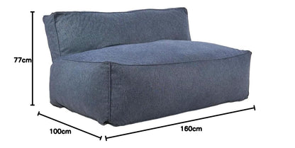 Sochic Sofá Puff de 2 Plazas Tapizado en Tela Resistente Azul Marino con Relleno de Microperlas