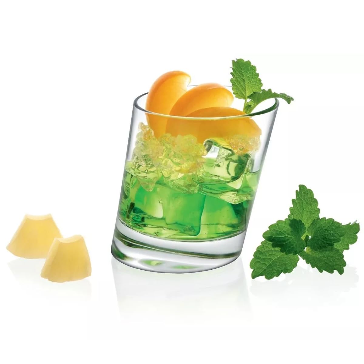 Borgonovo Pisa - Juego De 6 Vasos De Vidrio De 280 Ml. Vaso Inclinado Transparente de Cristal para Restaurantes, Fiestas, Bodas, Para Agua, Té, Helado, Cerveza, Jugo, Coctél, Limonada Set de 6 piezas