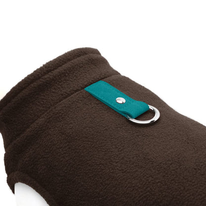 Gooby - Chaleco de forro polar para perro, color marrón, turquesa, talla XS – cálido suéter de forro polar con correa de junta tórica – Abrigo de invierno para perro pequeño – Ropa de perro para clima frío para perros pequeños macho o hembra