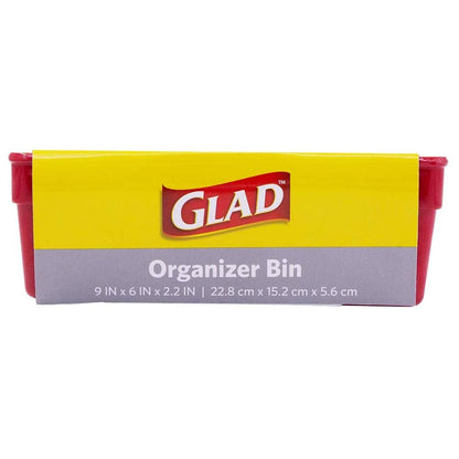 Glad - Bandeja de almacenamiento de plástico para cajones, organizador resistente para el hogar, cocina, baño, recámara, oficina, pies antideslizantes, rojo, 9 x 6 pulgadas