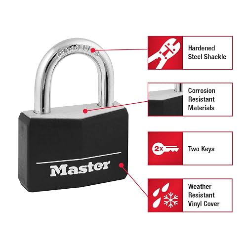 Master Lock Candado con llave de aluminio cubierto 146D, 1-9/16 pulgadas, rosa