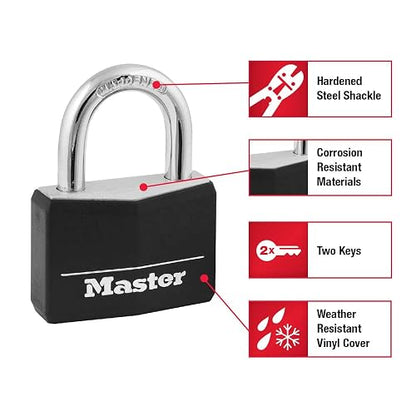 Master Lock Candado con llave de aluminio cubierto 146D, 1-9/16 pulgadas, rosa