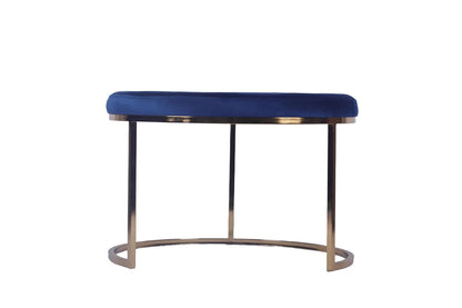 Sochic Set de Taburetes Redondos Tapizados en Terciopelo Azul con Base de Hierro y Patas de Metal Galvanizado