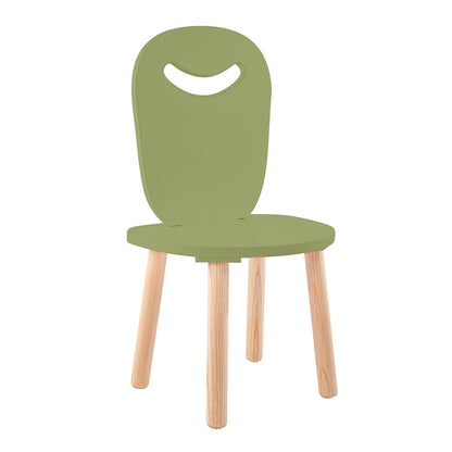 DUDUK Silla Moderna Infantil de Madera con Agarradera - Verde