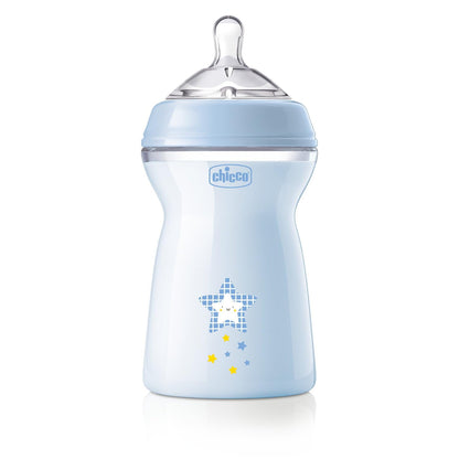 CHICCO, Biberón Natural Feeling, Color Azul, 330 ml