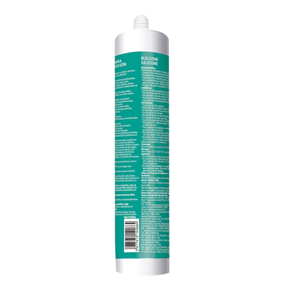 Sista 781 Construcción, sellador monocomponente 100% silicón de curado acético y de alto desempeño, formulado para garantizar máxima adherencia al vidrio y aluminio, 1X300ml
