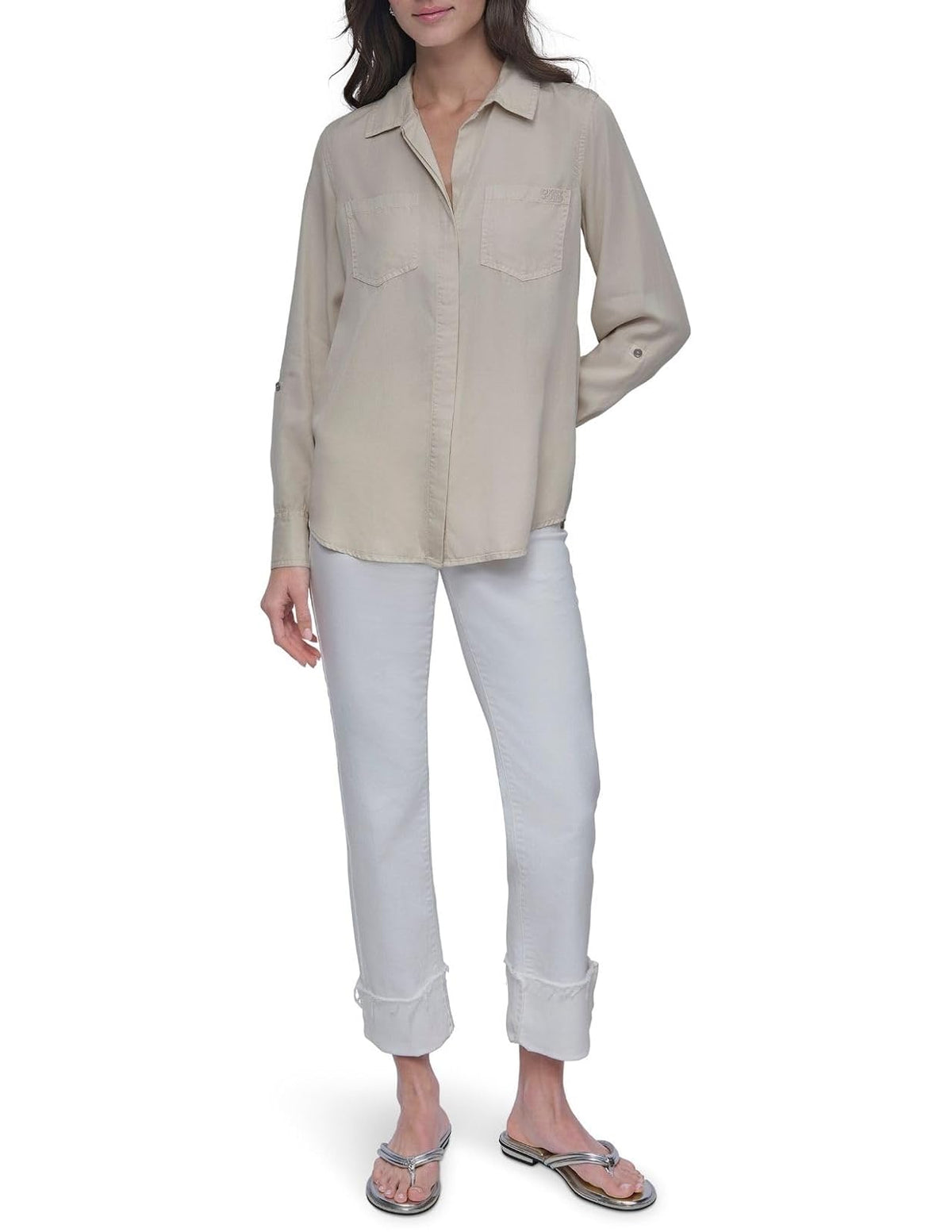 DKNY - Manga Larga para Mujer, Casual, Suave, cómoda