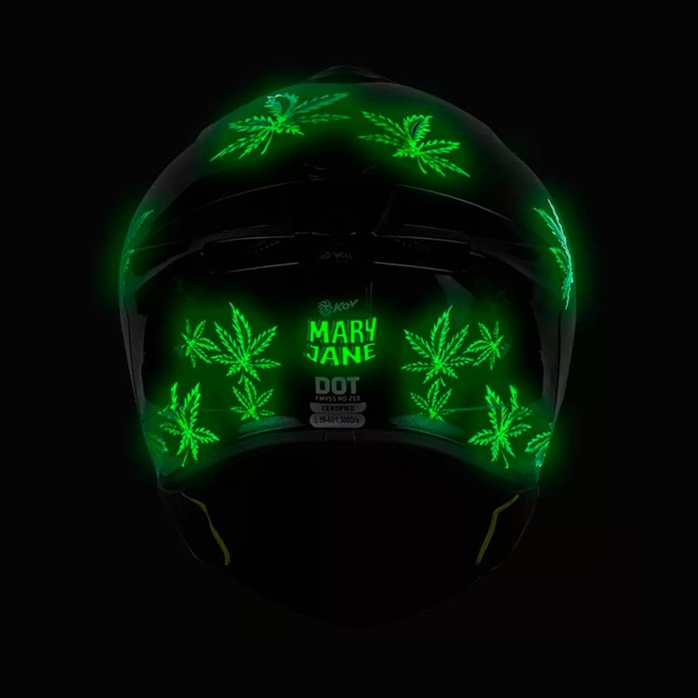 KOV Casco Buster Mary Jane Negro Mate Brilla EN LA Oscuridad para Moto Certificado Dot