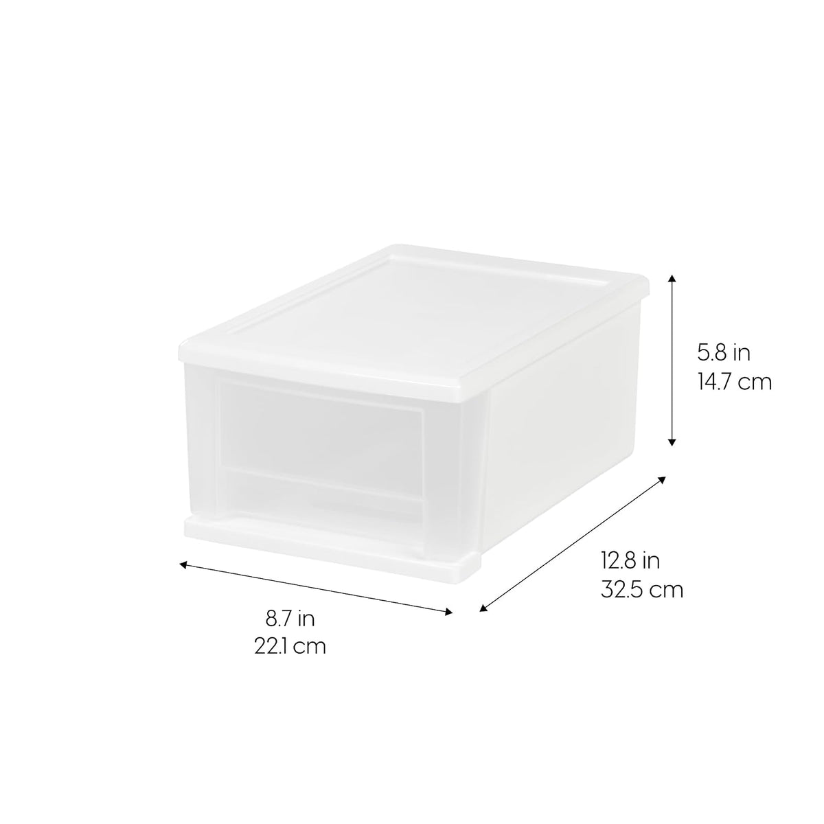IRIS USA 6.6 L Pequeño Cajón Apilable de Plástico, Paquete de 4, Organizador con Cajón Deslizable para Dormitorio Cocina Debajo del Fregadero Despensa Dormitorio Oficina, Blanco