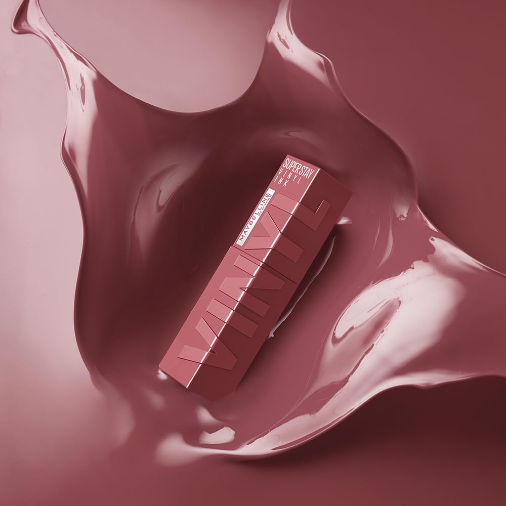 Maybelline Labial líquido Superstay Vinyl Ink tono Peppy 115, 4.2ml, brillante de larga duración hasta 16H, fórmula vegana enriquecida con Vitamina E y aloe para una sensación cómoda en tus labios