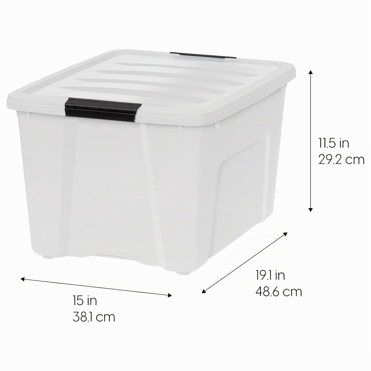 IRIS USA 4 Contenedores de 40 Qt con Tapa, Perla | Oculta el contenido para una apariencia limpia. Ideal para mudanzas, cobijas, ropa y garaje. Diseño anidable.