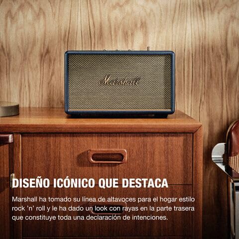 Marshall Acton III Bocina Bluetooth – Sonido Estéreo Potente con Controles de Bajos y Agudos | Funciona Conectada a la Corriente | Entrada Auxiliar de 3.5 mm | Azul Medianoche